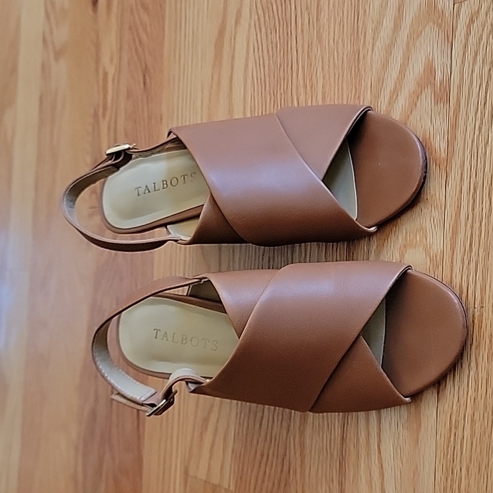 Talbots Carmel Tan Slingback Blockheel Sandals - Picture 3 of 12